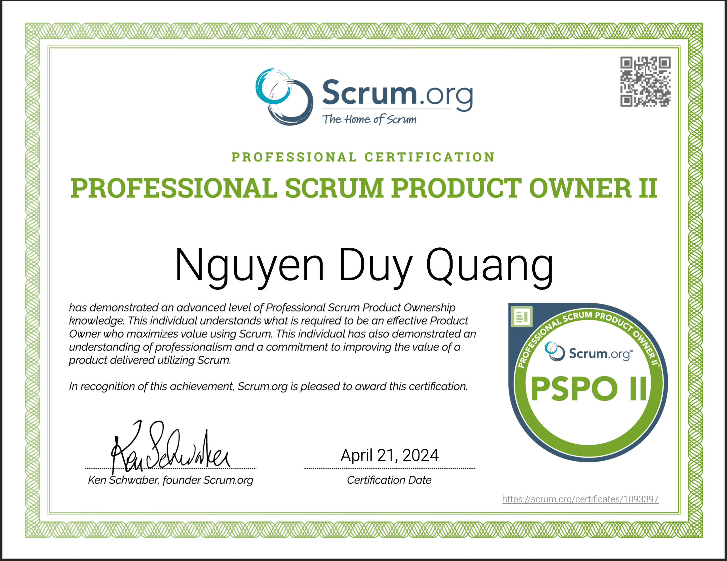 Professional Scrum Product Owner II